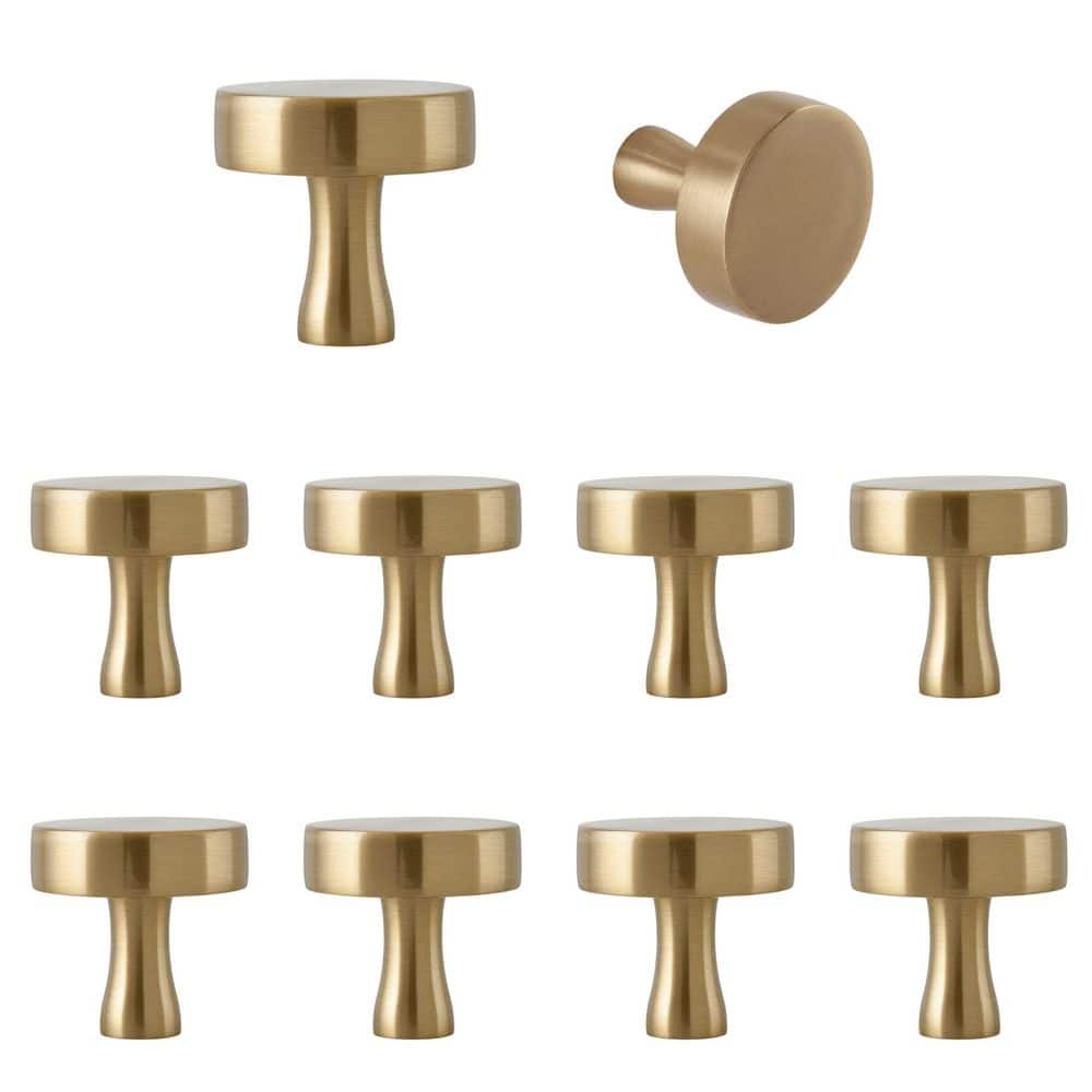 10-Pack The Perfect Knob 1-1/8 in. (29 mm) Classic Satin Brass Round Cabinet Knob - Hercitys