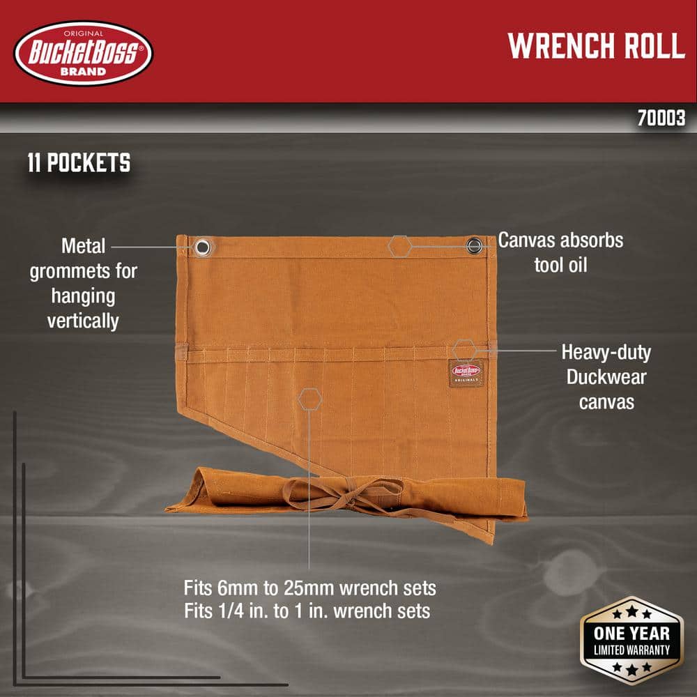 11-Pocket 18 in. Wrench Roll Tool Bag - Hercitys