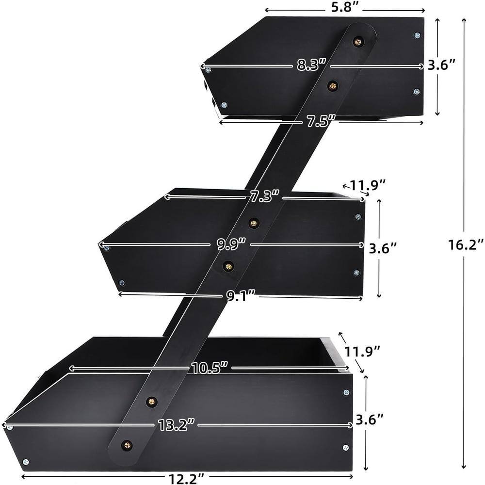 3-Tier Fruit Basket, Fruit Stand Storage Holder, Bread Storage and Home Kitchen Countertop Organizer in Black - Hercitys