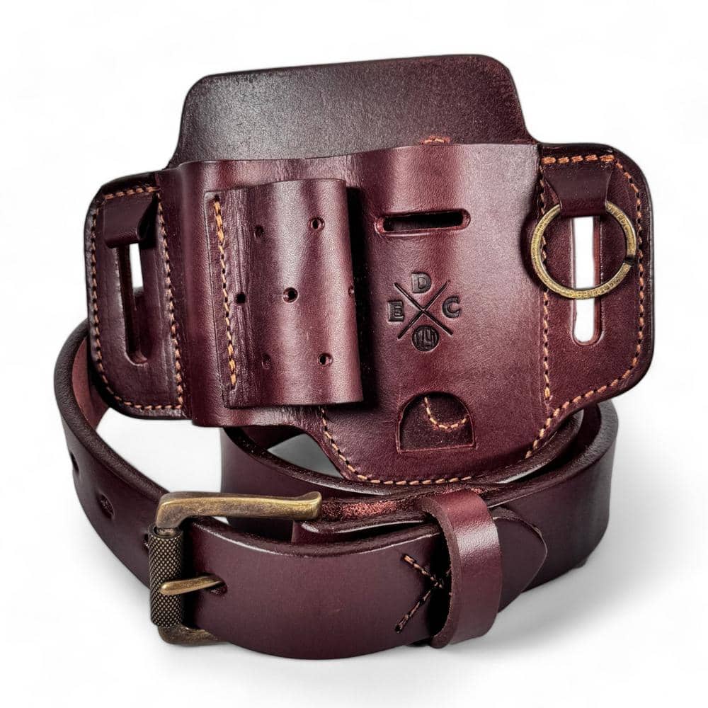 1.5 in. Work Belt Size 48 Burgundy with Heavy-Duty Easy-Slide Large Flex EDC Tool Organizer - Hercitys