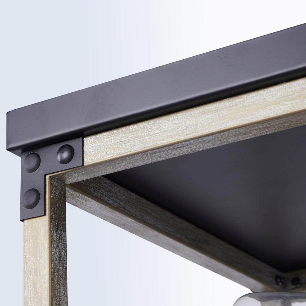 12 in. 2-Light Wood Grain Rustic Industrial Flush Mount - Hercitys