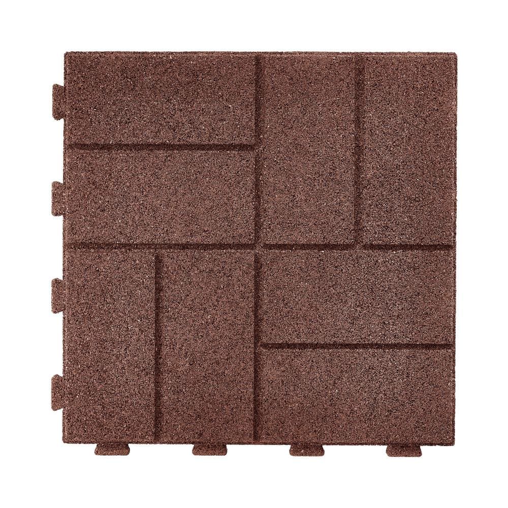 16 in. x 16 in. x 5/8 in. Red SmartLoc Rubber Paver (9-Pack) - Hercitys