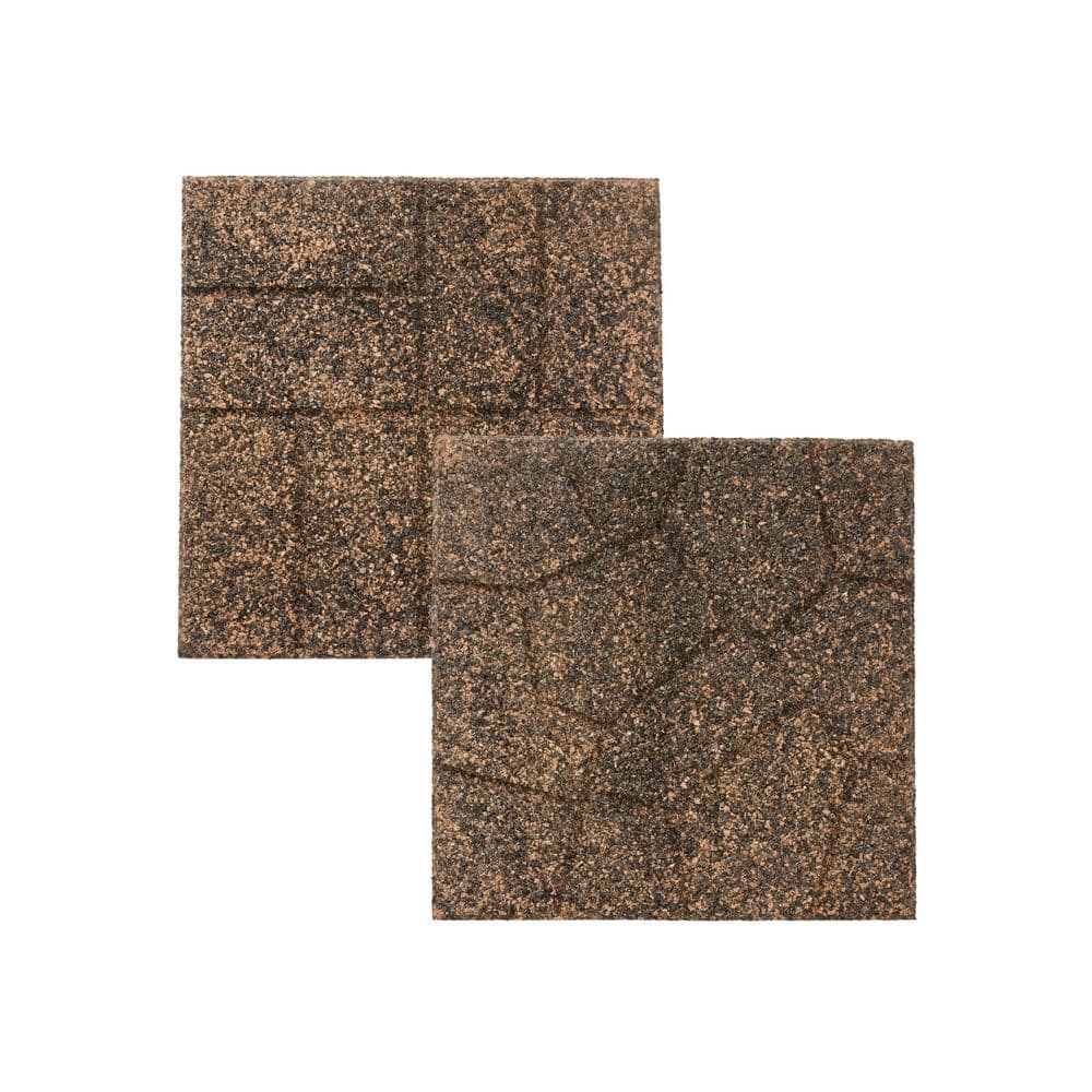 16 in. x 16 in. x 3/4 in. Black/Tan Blended Dual-Sided Rubber Paver (9-Pack) - Hercitys