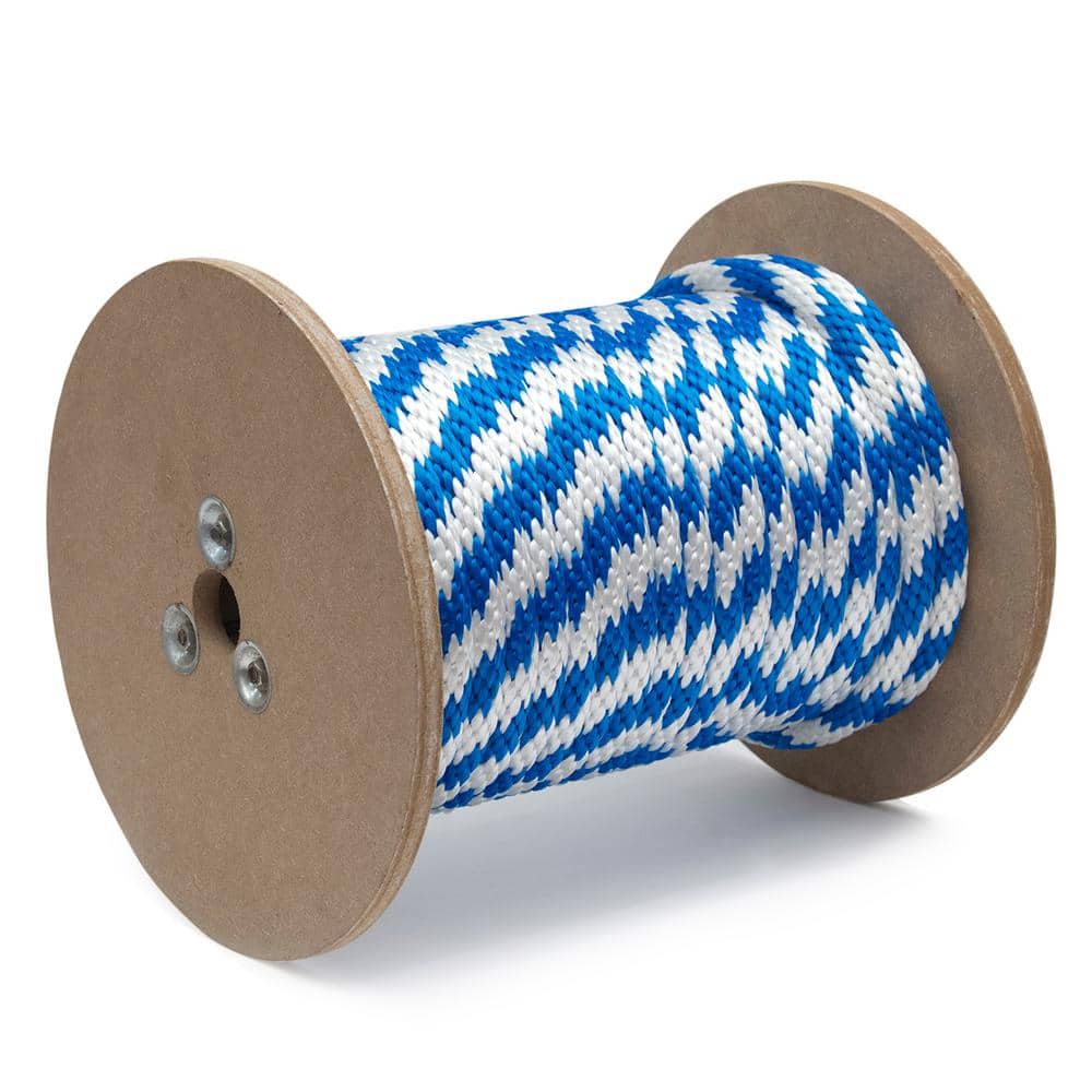 3/8 in. x 600 ft. Polypropylene Multi-Filament Solid Braid Derby Rope, Blue/White - Hercitys