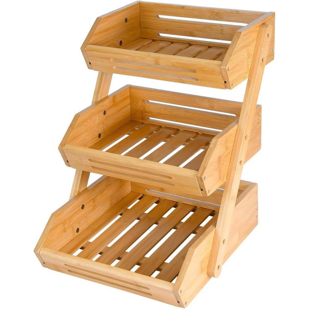 3 Tier Heavy Duty/Large Capacity Fruit Basket for Kitchen, Fruit Stand Storage Holder Countertop, Natrual - Hercitys