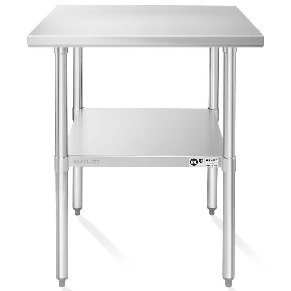 30 in. x 30 in. Stainless Steel Kitchen Prep Table with Bottom Shelf - Hercitys