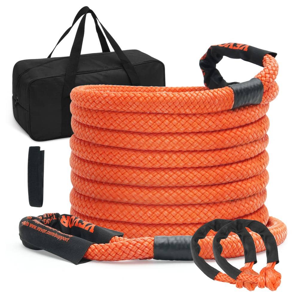 30 in. Recovery Tow Rope 30,580 lbs. Winch Strap Heavy-Duty Off Road Snatch Strap with 2 Shackles Energy Snatch Strap - Hercitys