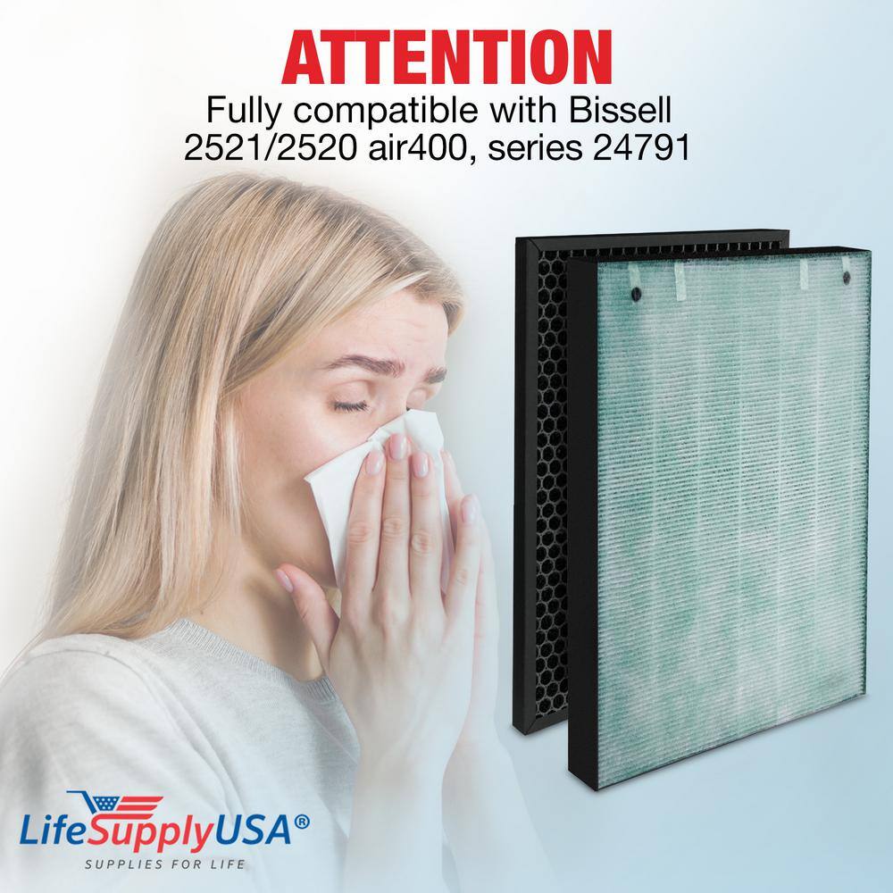 3-in-1 True HEPA Air Filter plus Pre-Filter plus Carbon Filter Compatible w/ Bissell Air400 series Air Purifier - Hercitys