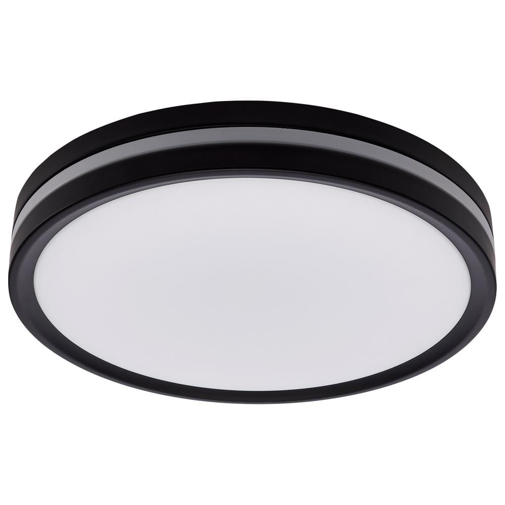 11.42 in. Matte Black Contemporary Flush Mount with Nightlight and Frosted White PMMA Shade, Integrated LED - Hercitys
