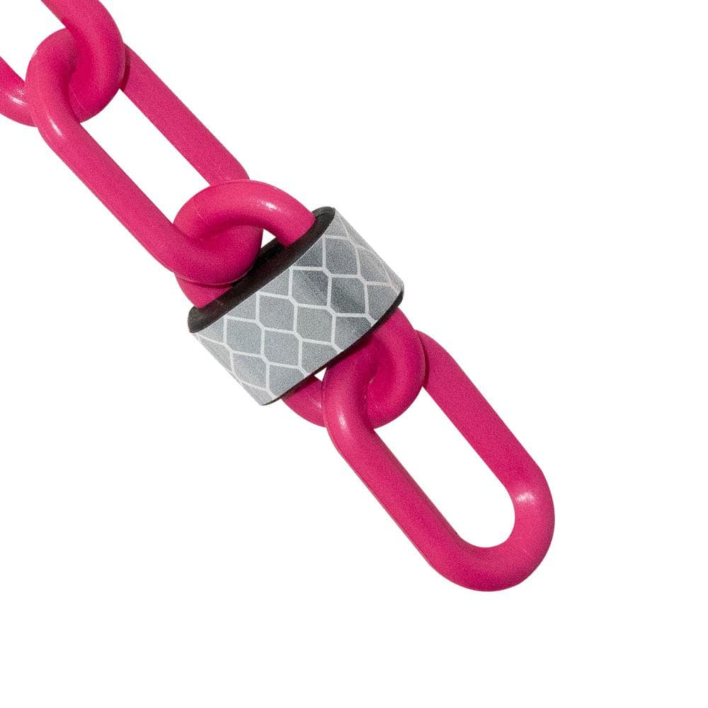 2 in. (#8,51 mm) x 25 ft. Safety Pink Reflective Plastic Barrier Chain - Hercitys