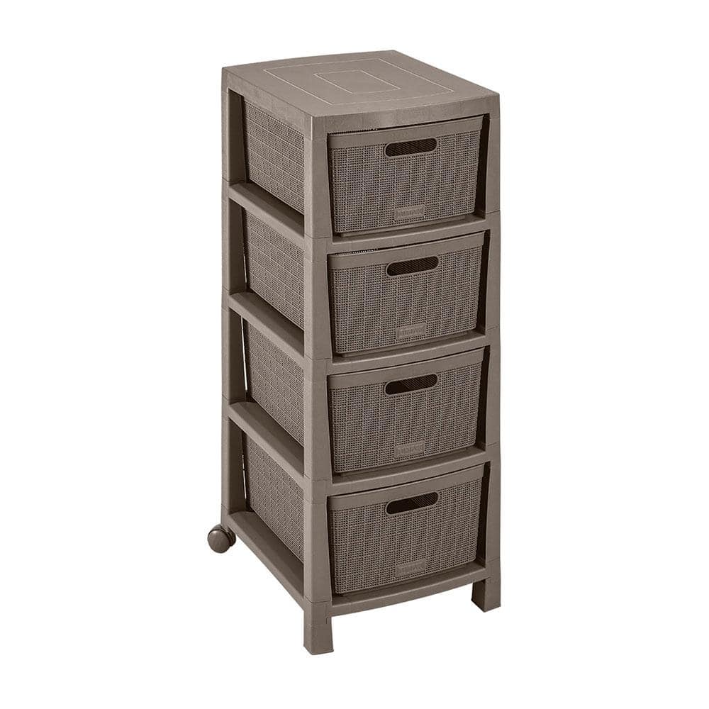 4-Drawers Mocha Storage Rolling Cart - Hercitys