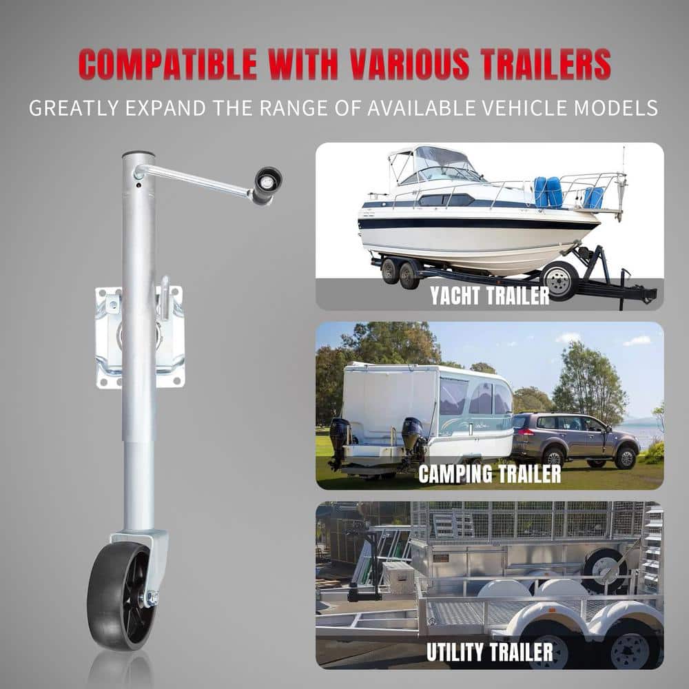 1,000 lbs. Side-Wind Bolt-On Trailer Jack with Wheel - Hercitys