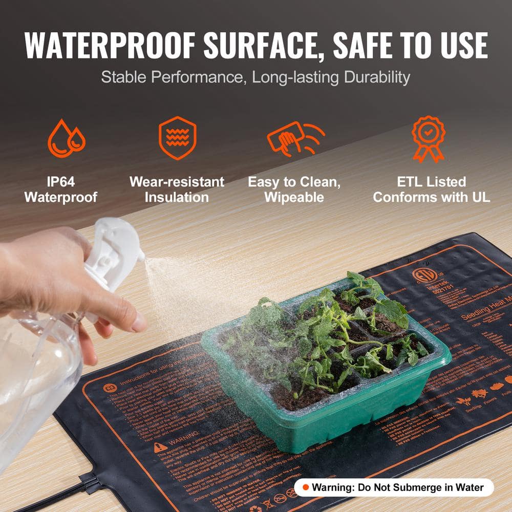 10 in. x 20.75 in. Seedling Mat with Thermostat Heat Mats (1-Pack) MET-Certified Waterproof Heating Pad - Hercitys