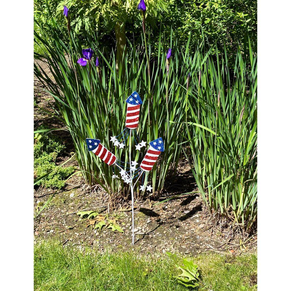 25 in Red, White and Blue Rocket x 3 with Stars Spray, Set of 3 - Hercitys