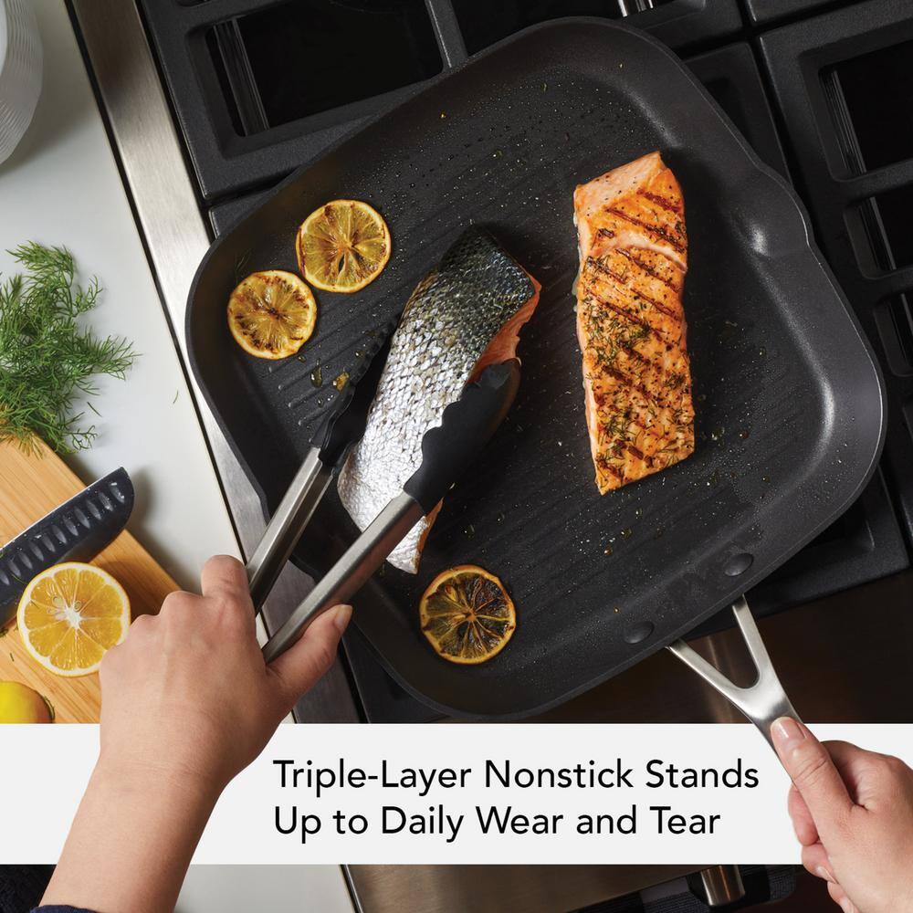 11.25 in. Hard Anodized Aluminum Induction Grill Pan Black - Hercitys