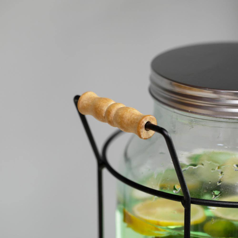 1.6-Gallon Glass Drink Dispenser with Stainless Steel Spigot – Water and Juice Container, Lemonade Stand - Hercitys