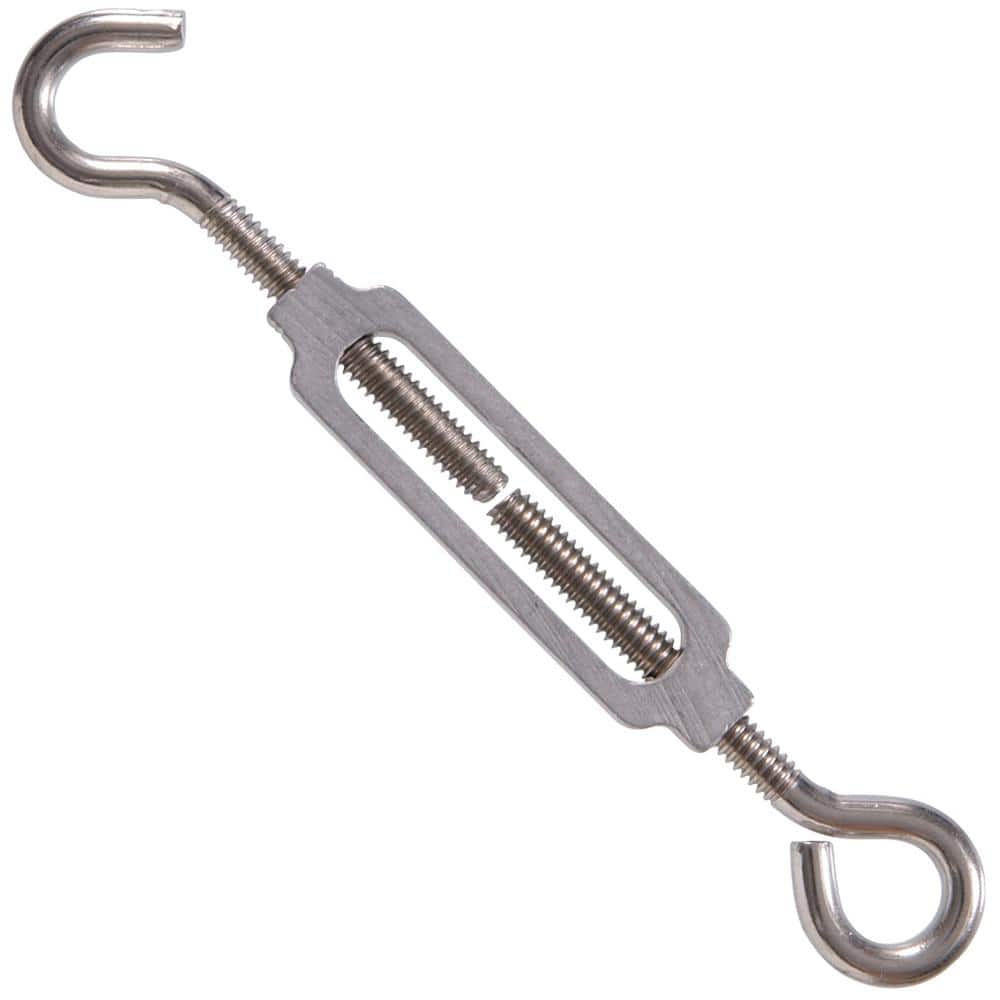 1/4-20 x 7-3/8 in. Stainless Steel Hook and Aluminum Eye Turnbuckle (5-Pack) - Hercitys