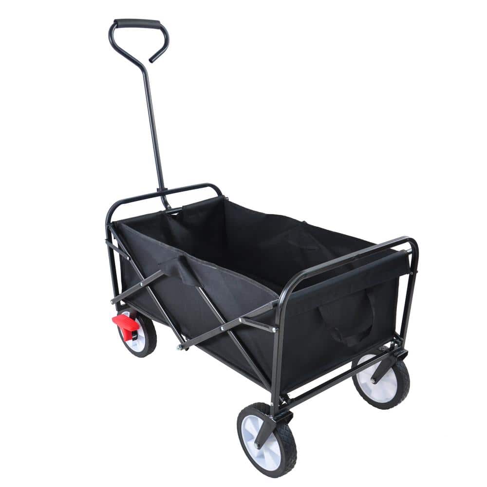 3.6 cu. ft. Foldable Portable Multi-Function Metal Outdoor Garden Cart in Black - Hercitys