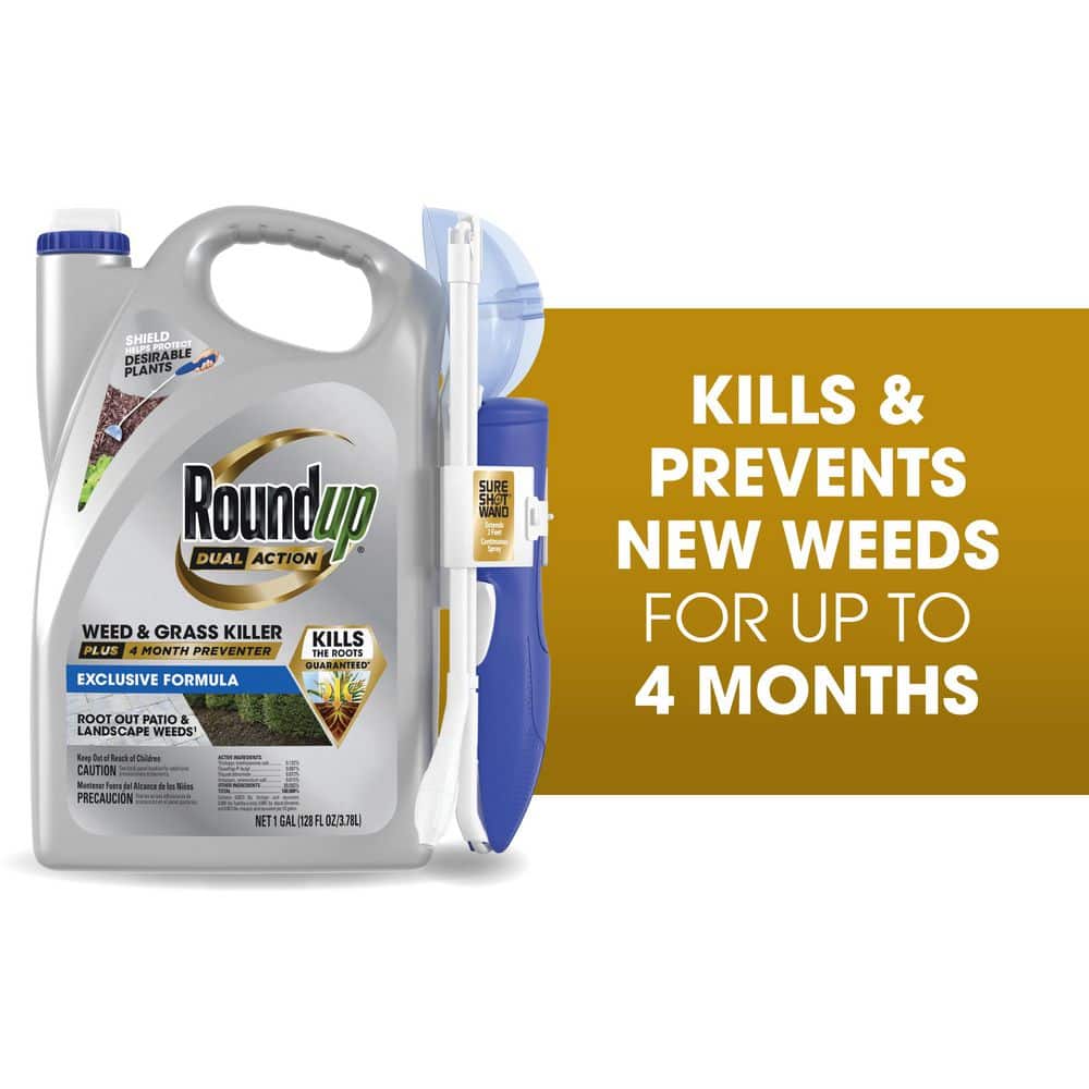 1 Gal. Dual Action Weed and Grass Killer Plus 4-Month Preventer with Sure Shot Wand - Hercitys