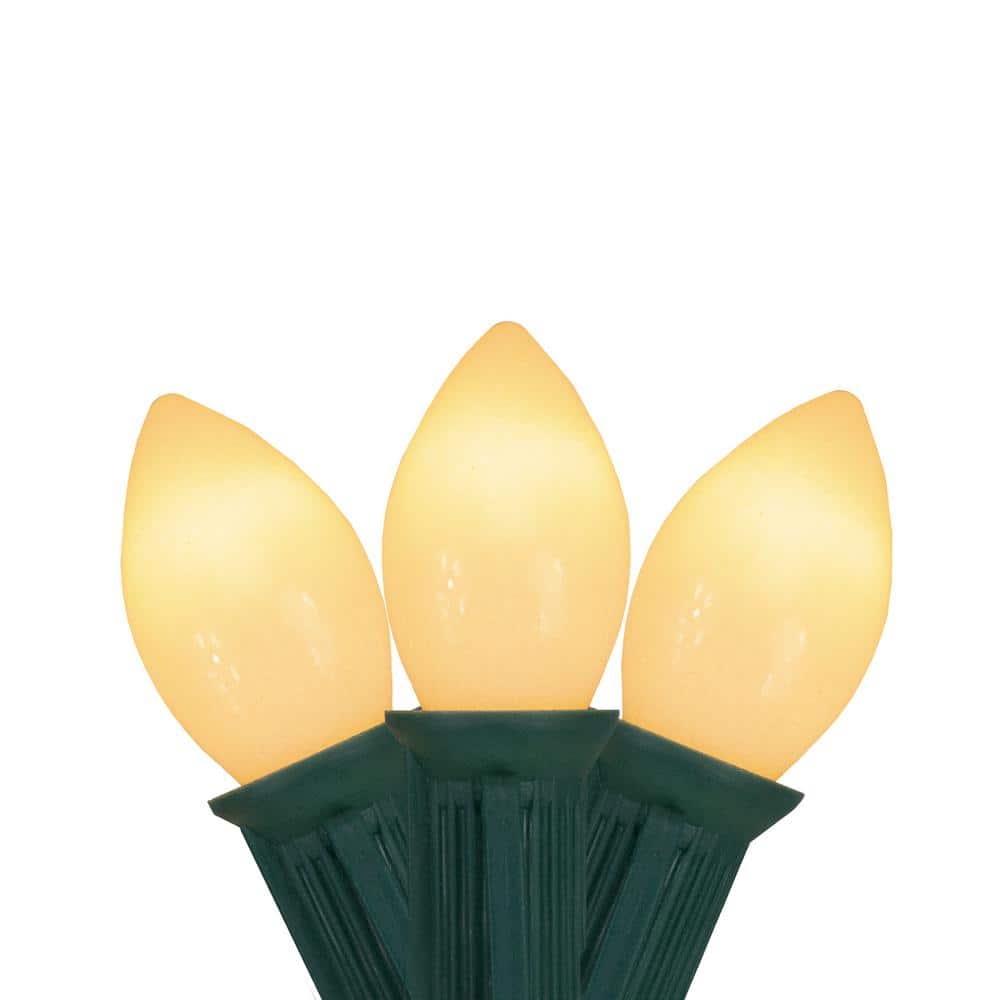 24 ft. 25-Light Opaque Clear White C7 Incandescent Patio Wedding Christmas Light Set with Green Wire - Hercitys