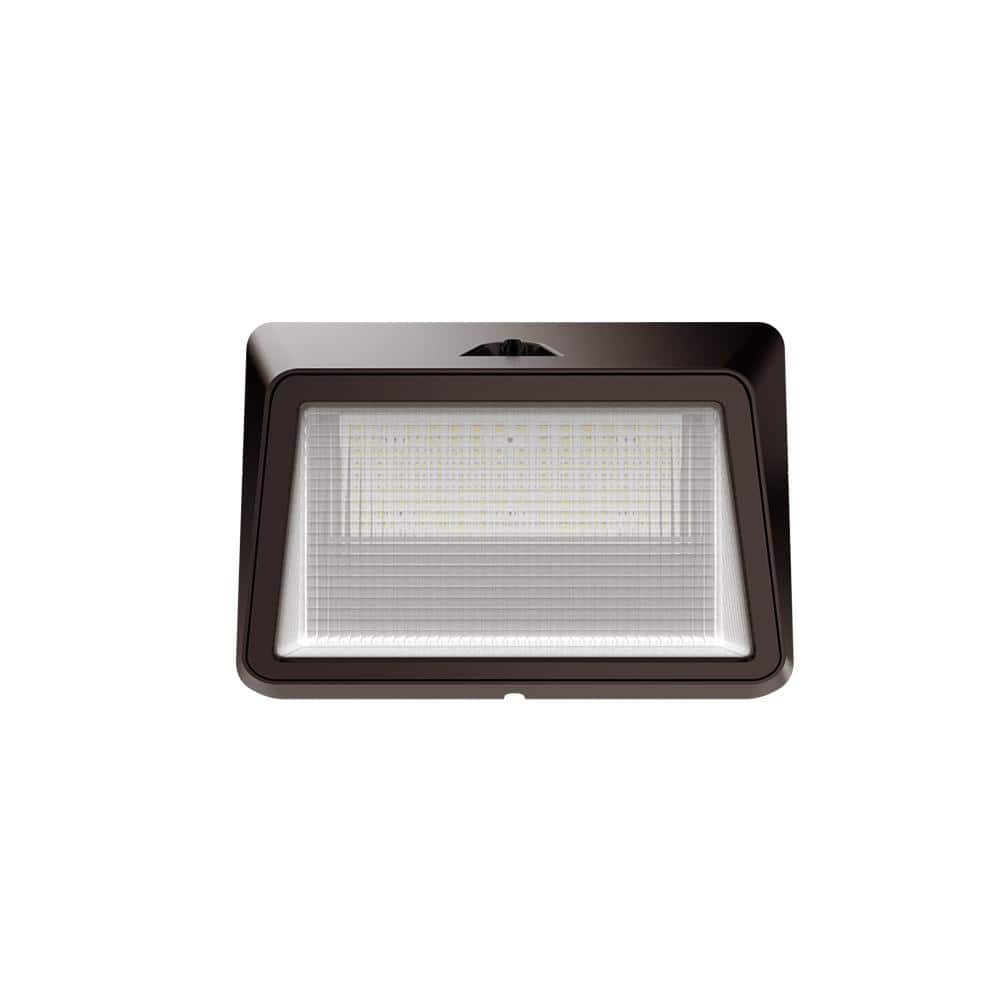 175W Equivalent Integrated LED Bronze Dusk to Dawn Commercial Refractor Wall Pack Light, 6500 Lumens, 4000K - Hercitys