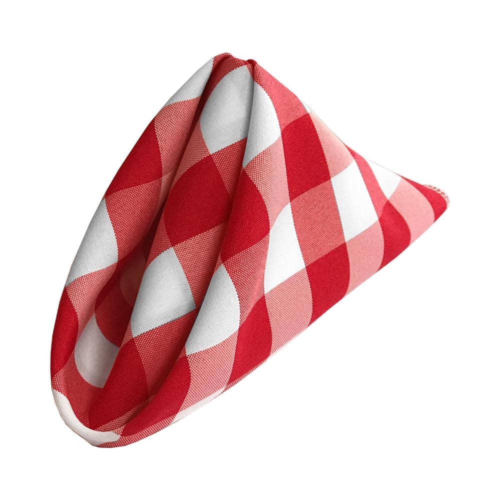 18 in. x 18 in. White and Red Gingham Checkered Napkins (Pack of 10) - Hercitys