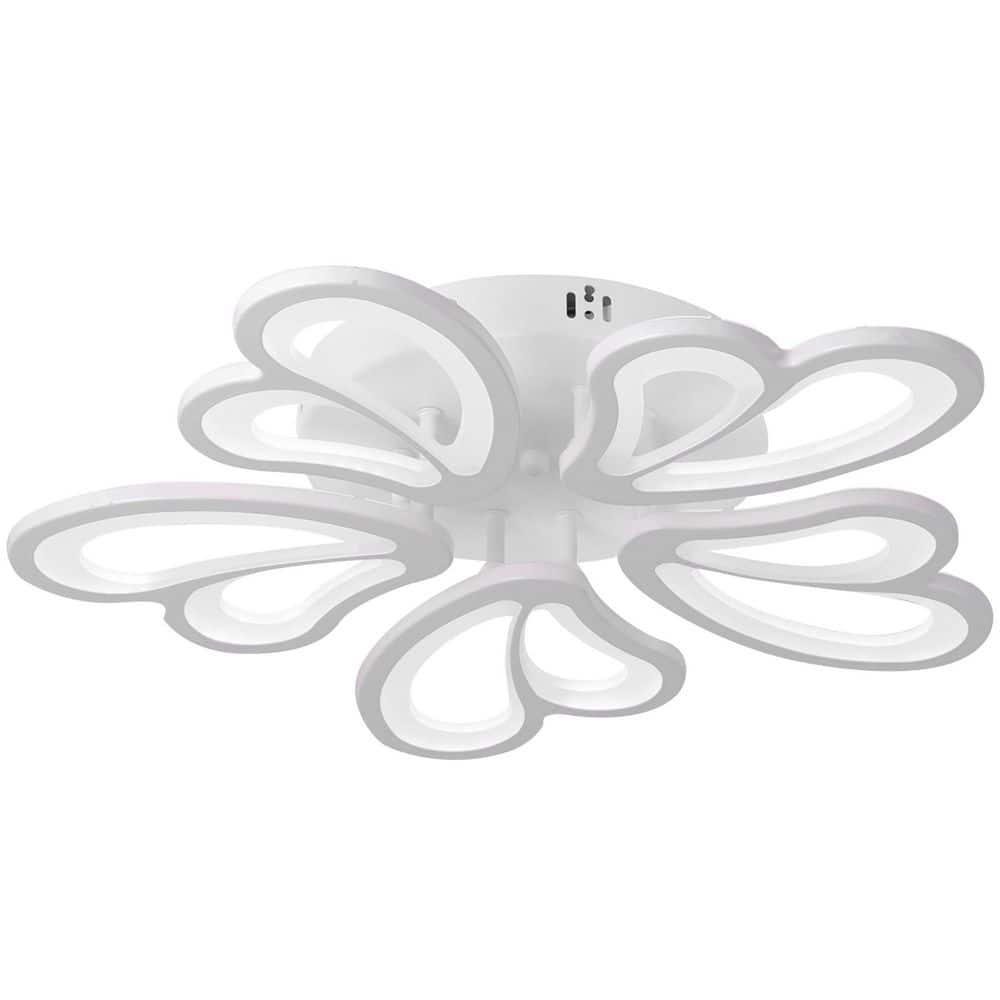 22 in. 30-Watt White Integrated LED Flush Mount with White Acrylic Shades - Hercitys