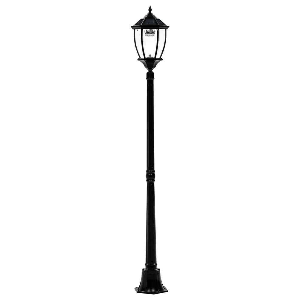 1-Light Black Aluminum Outdoor Weather Resistance LED Solar Lamp Post Light Set - Hercitys