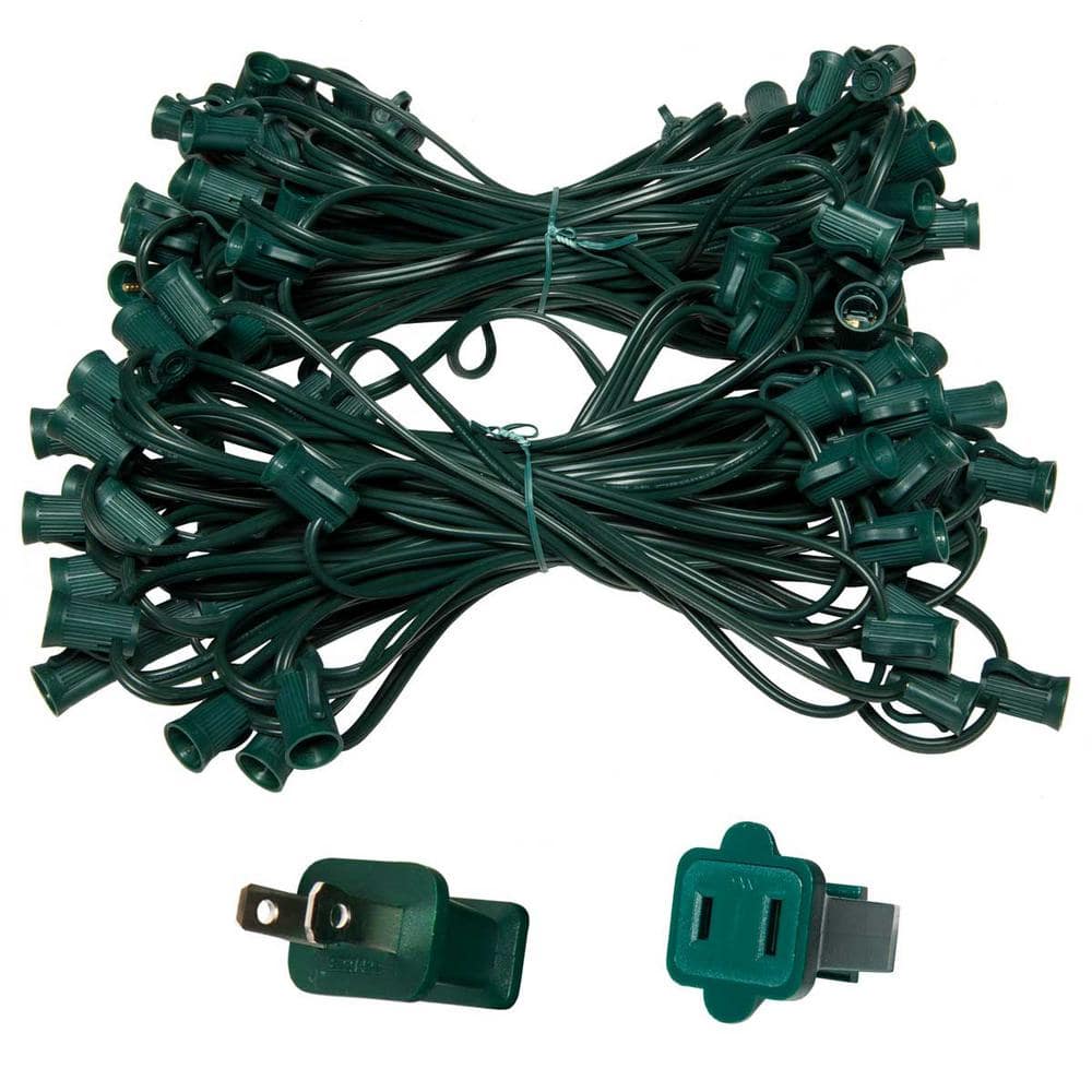 100 ft. C7/E12 Green Wire Socket Stringer with 12 in. Spacing - Hercitys