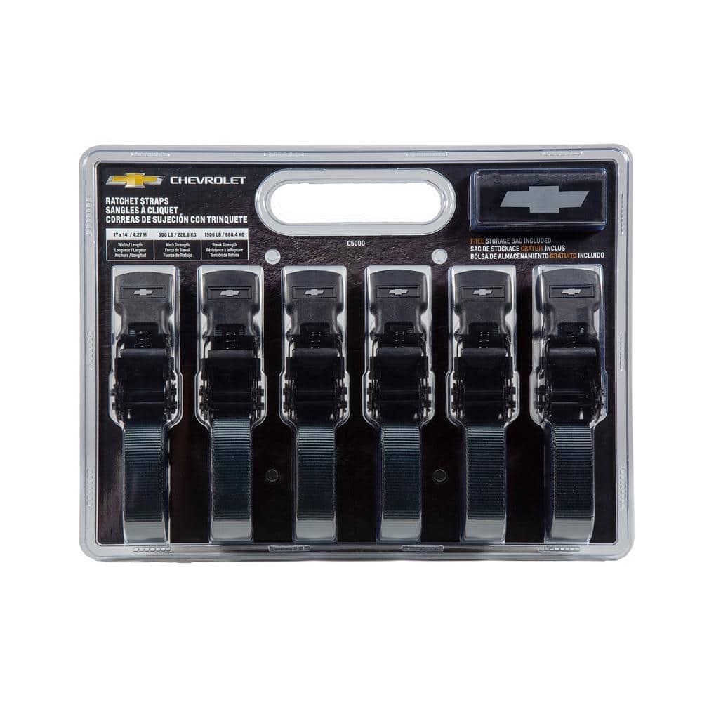 14 ft. x 1 in. Ratchet Tie Down Strap Kit/1500 lbs. Break Strength (6-Pack) - Hercitys
