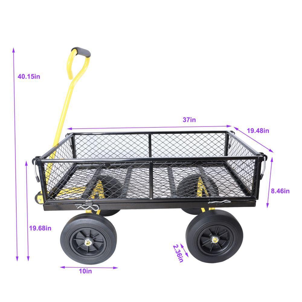 3.5 cu.ft. 37 in. Metal Tools cart Wagon Cart Garden Cart with Solid wheels - Hercitys