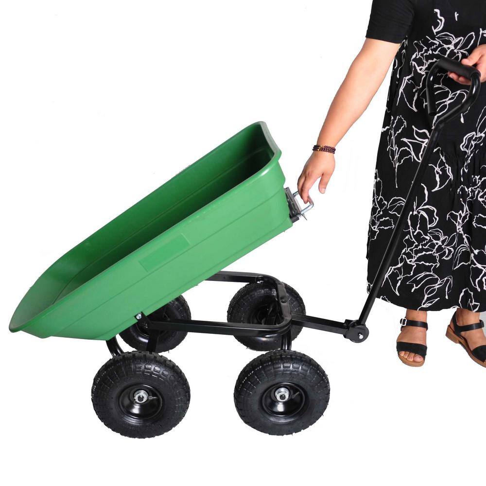 1.94 cu. ft. Steel Green Folding Poly Garden Cart Dump Truck - Hercitys