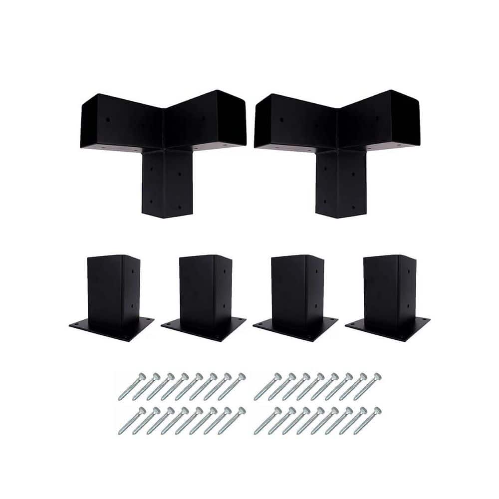 12 ft. x 12 ft. Black Steel Wall-Mounted Pergola Bracket Kit Flat Pergola - Hercitys