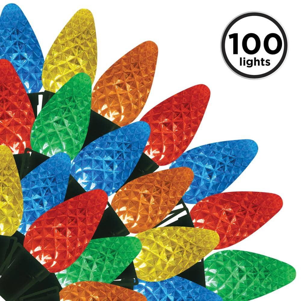 100-Light Faceted C7 LED Multi-Colored-Light Set - Hercitys