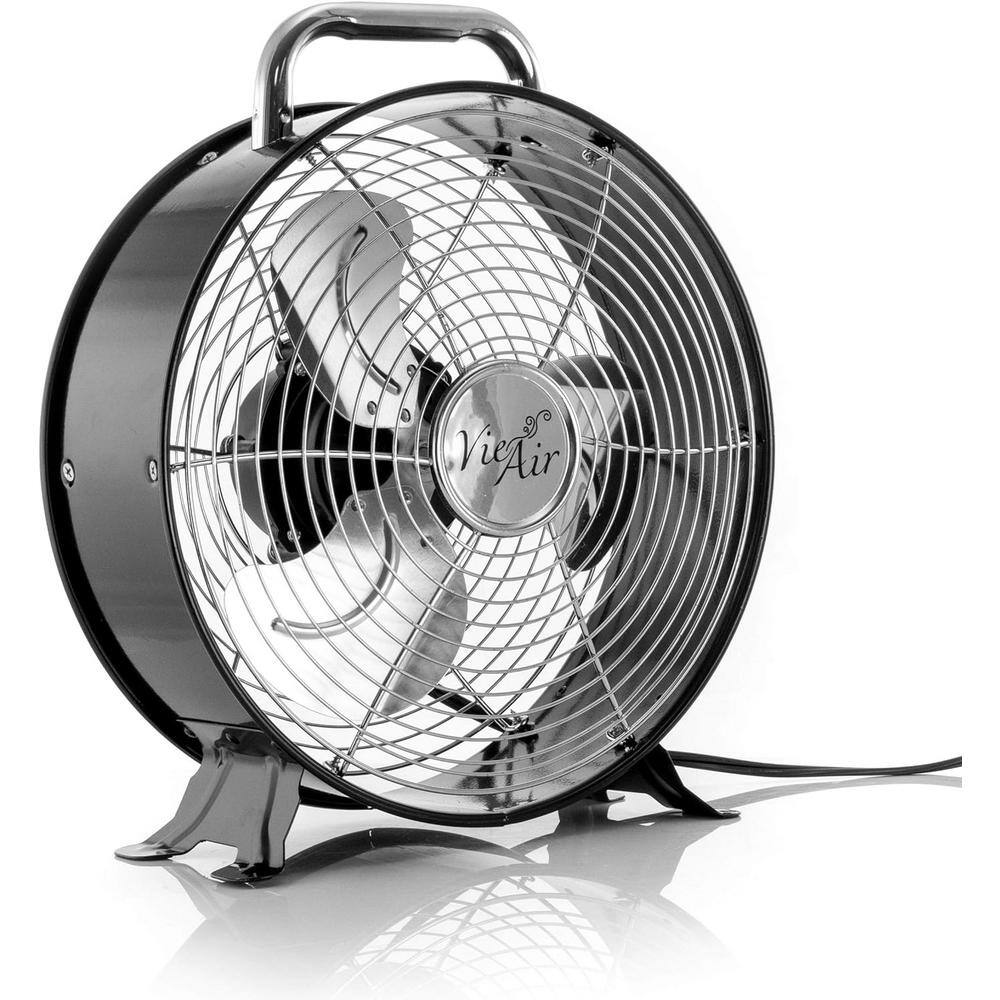 12 in. Dual-Speeds Drum Fan High Velocity Powerful and Quiet Dual Speed Retro Metal Drum Fan in Black Finish - Hercitys