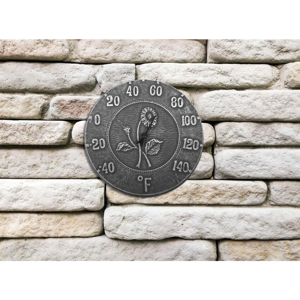 12 in. Antique Black Terra Cotta Thermometer - Hercitys