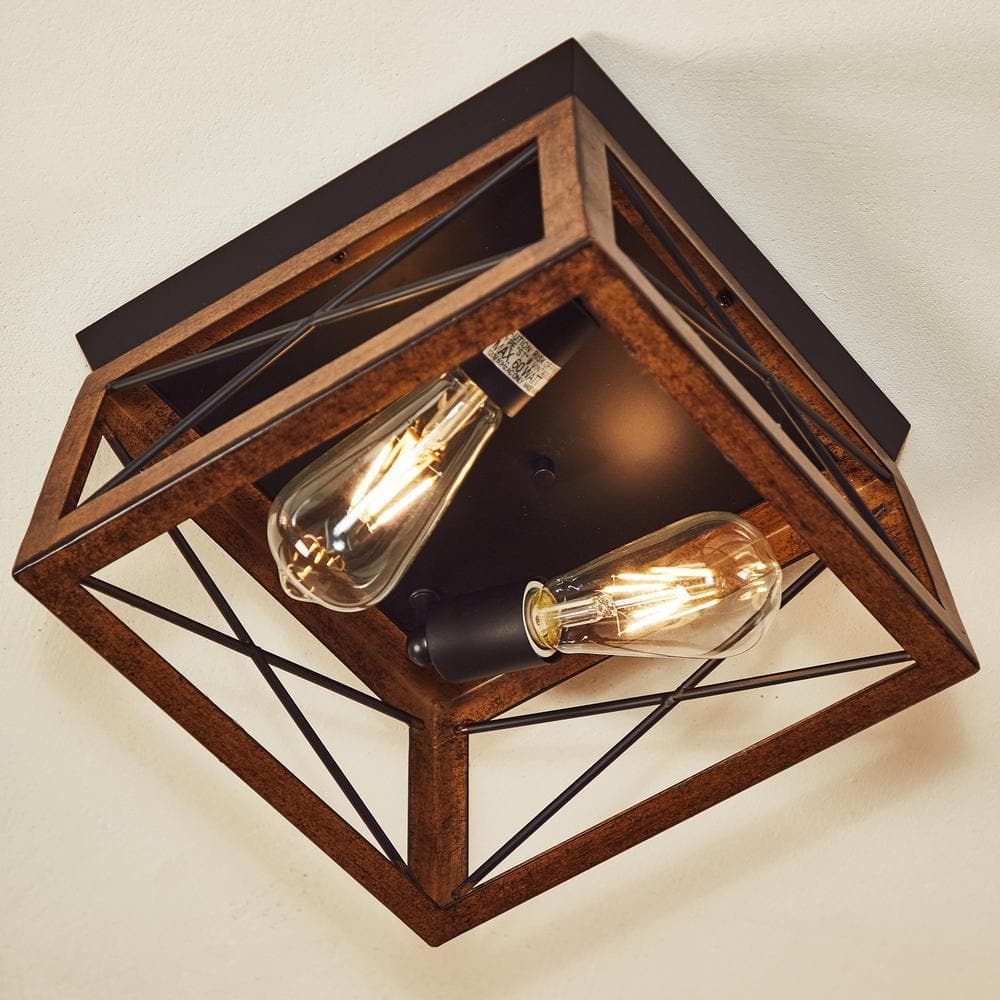 12 in. 2-Lights Bronze Ceiling Smart Flush Mount (1-Pack) - Hercitys