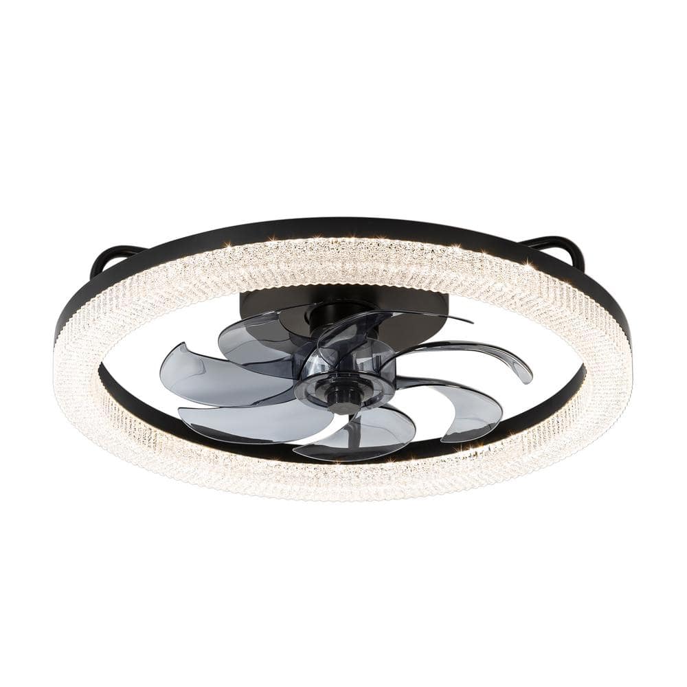 20 in. Black Integrated LED Color Changing Flush Mount With Frosted Acrylic Shade and Remote - Hercitys