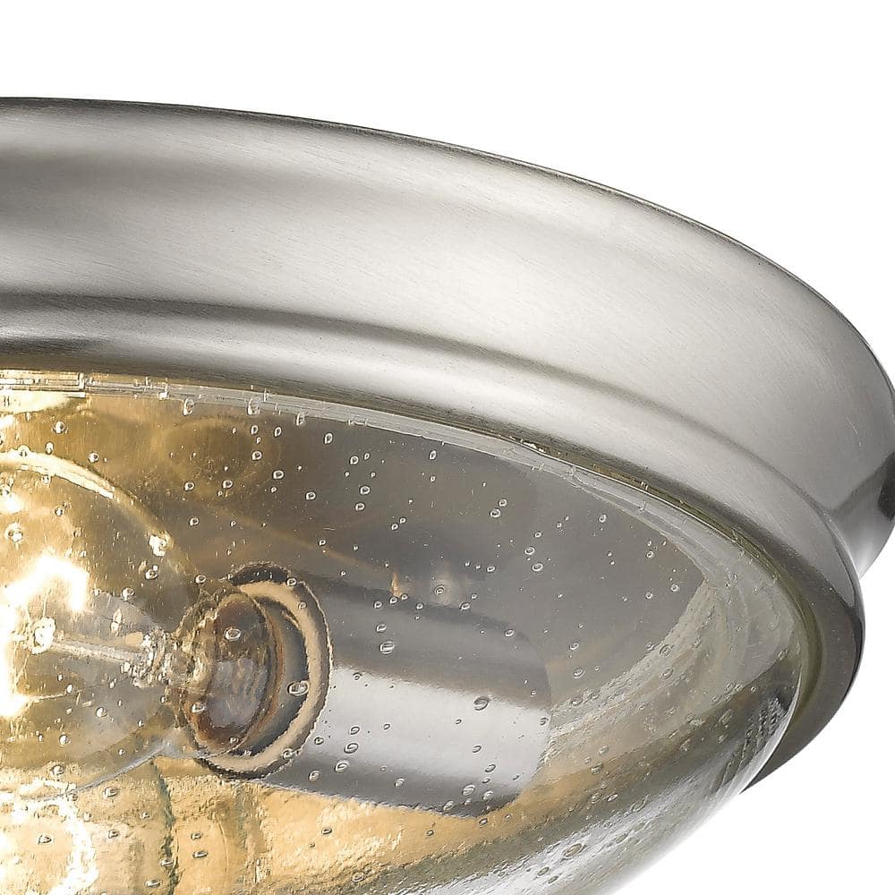 12 in. W 2-Light Brushed Nickel Ceiling Fixture Flush Mount - Hercitys