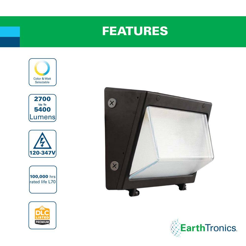 250- Watt Equivalent Integrated LED Black Dusk to Dawn Wall Pack Light, Selectable Lumens, CCT 3000K-5000K - Hercitys