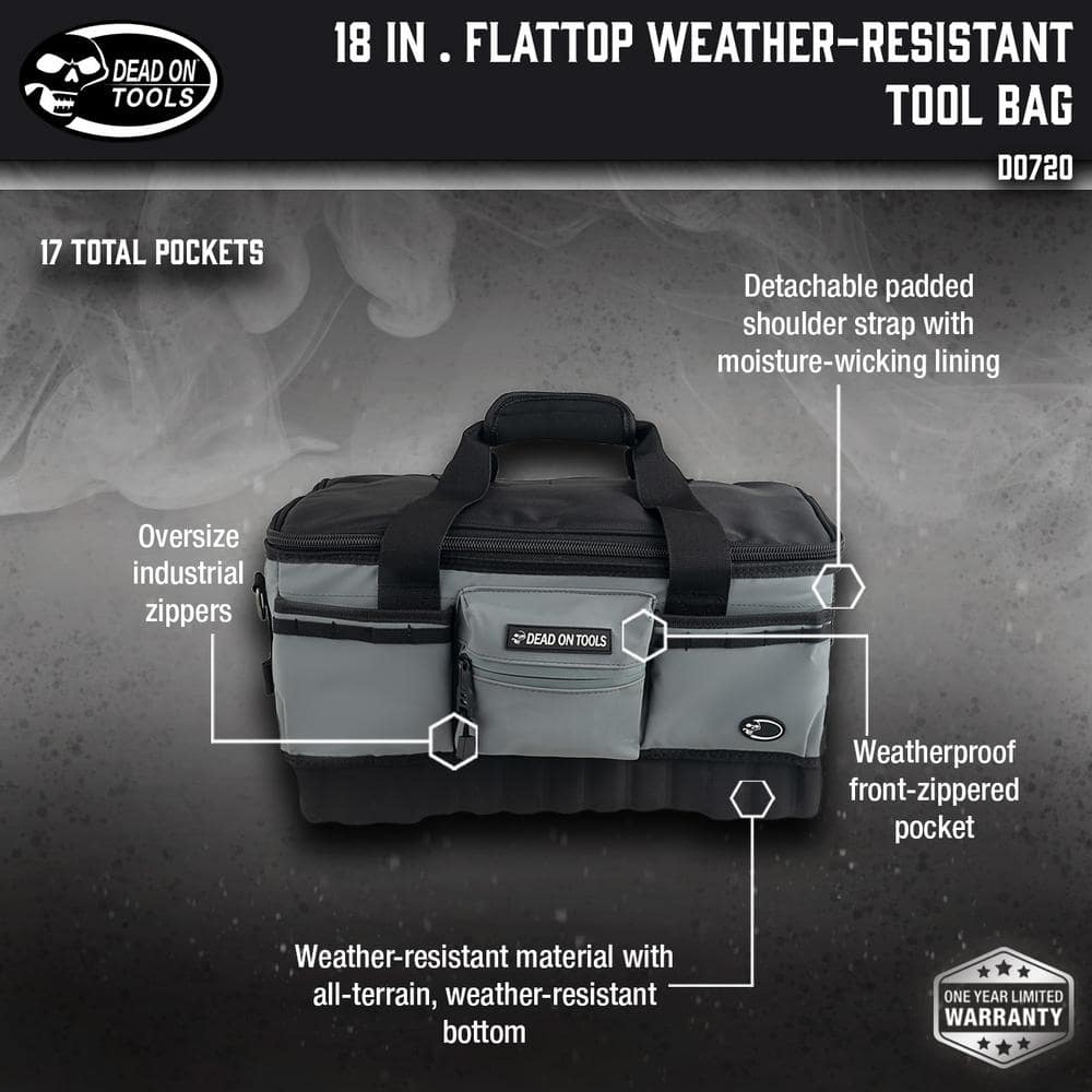 18 in. FlatTop Weather Resistant Tool Bag - Hercitys