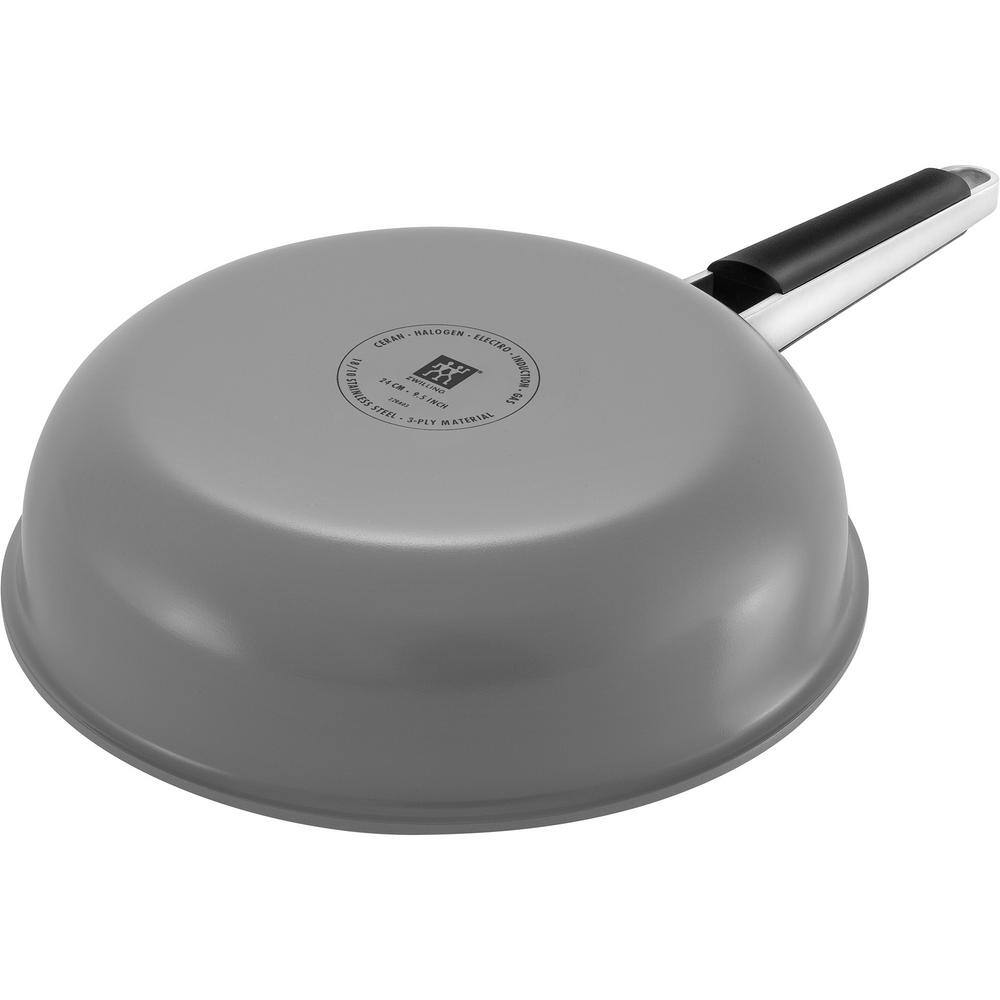 11 in. Grey Stainless Steel Ceramic Coated Nonstick Frying Pan - Hercitys