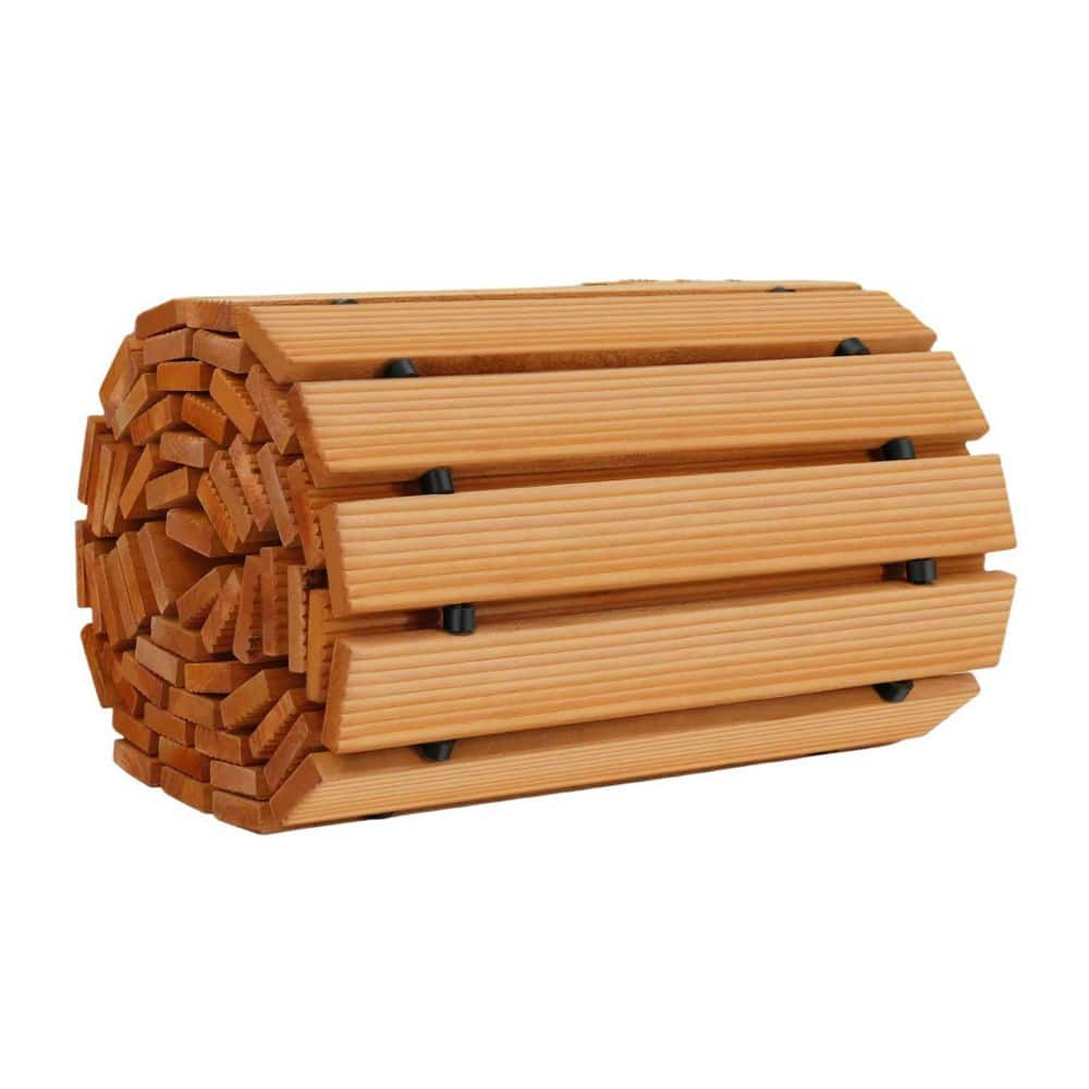 17in. W x 8 ft.L x 0.6in. H Wooden Garden Pathway, Roll Out Cedar Straight Walkway Edging, Decorative Floor, Light Brown - Hercitys