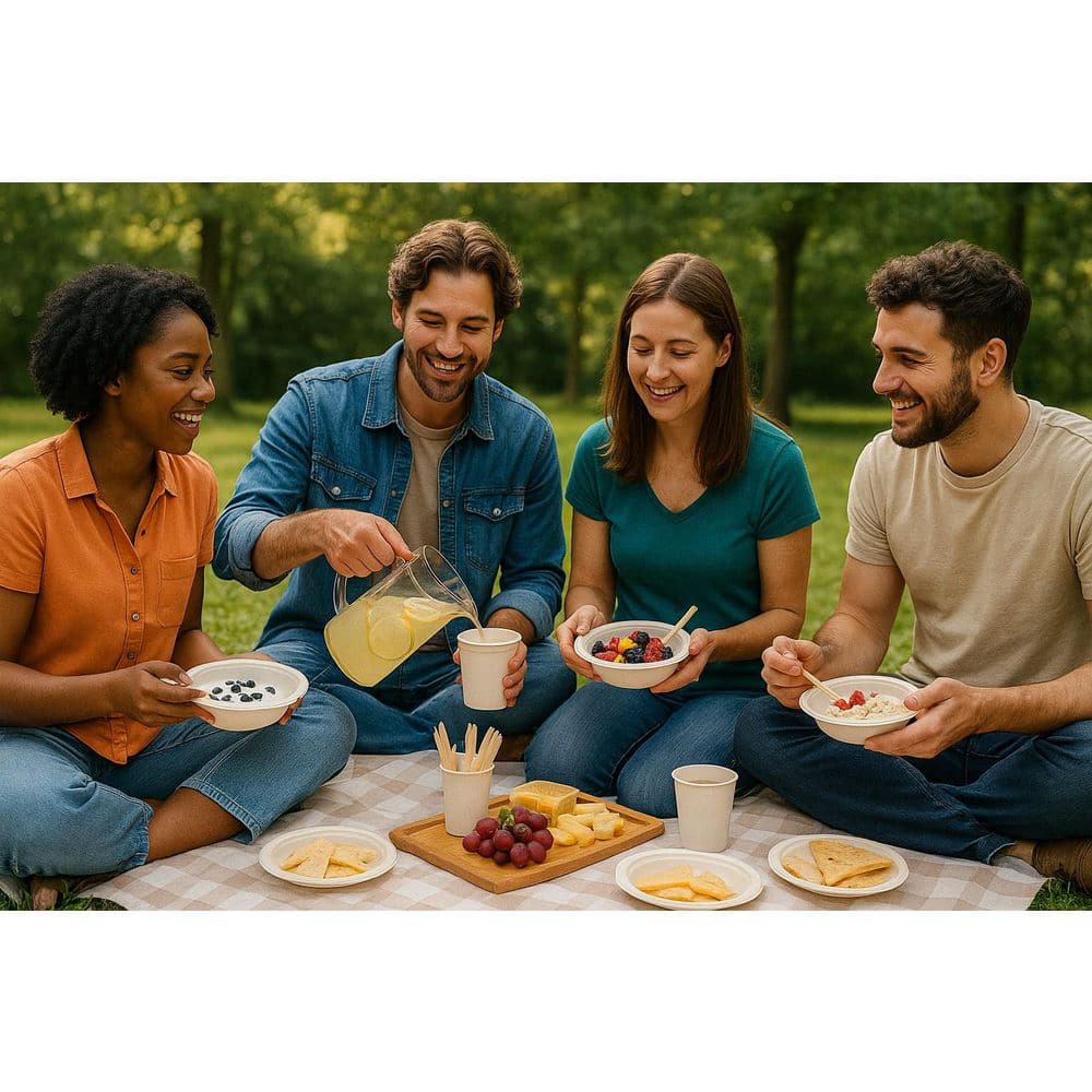 100% Compostable 12 oz. Unbleached Disposable Paper Bowls 125-Pack - Hercitys