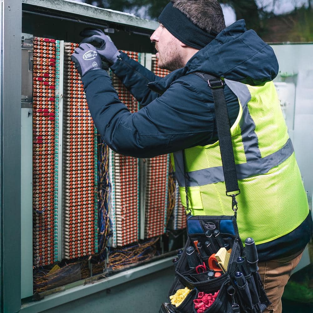 11 in. 14-Pocket Electricians Professional Tool Belt Pouch with Hammer Loop and Tape Measure Holder in Black - Hercitys