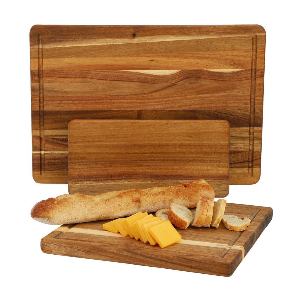 3 Piece Acacia Wood Cutting, Prep and Serving Boards - Hercitys