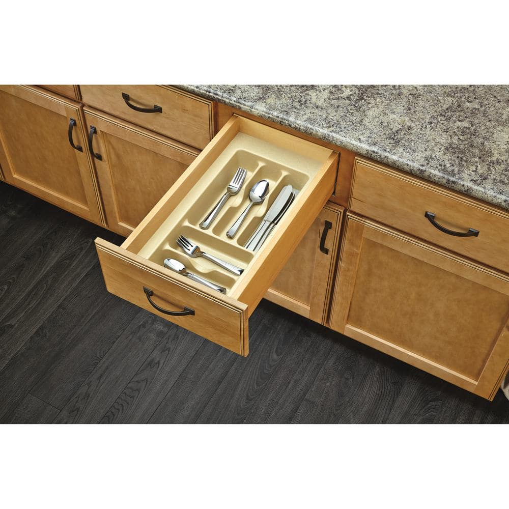 2.375 in. H x 11.5 in. W x 21.25 in. D Small Almond Cutlery Tray Drawer Insert - Hercitys