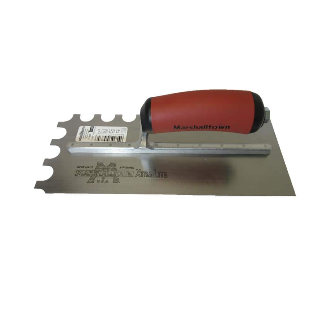 11 in. x 3/4 in. x 9/16 in. U-Notch Flooring Trowel with Durasoft Handle - Hercitys