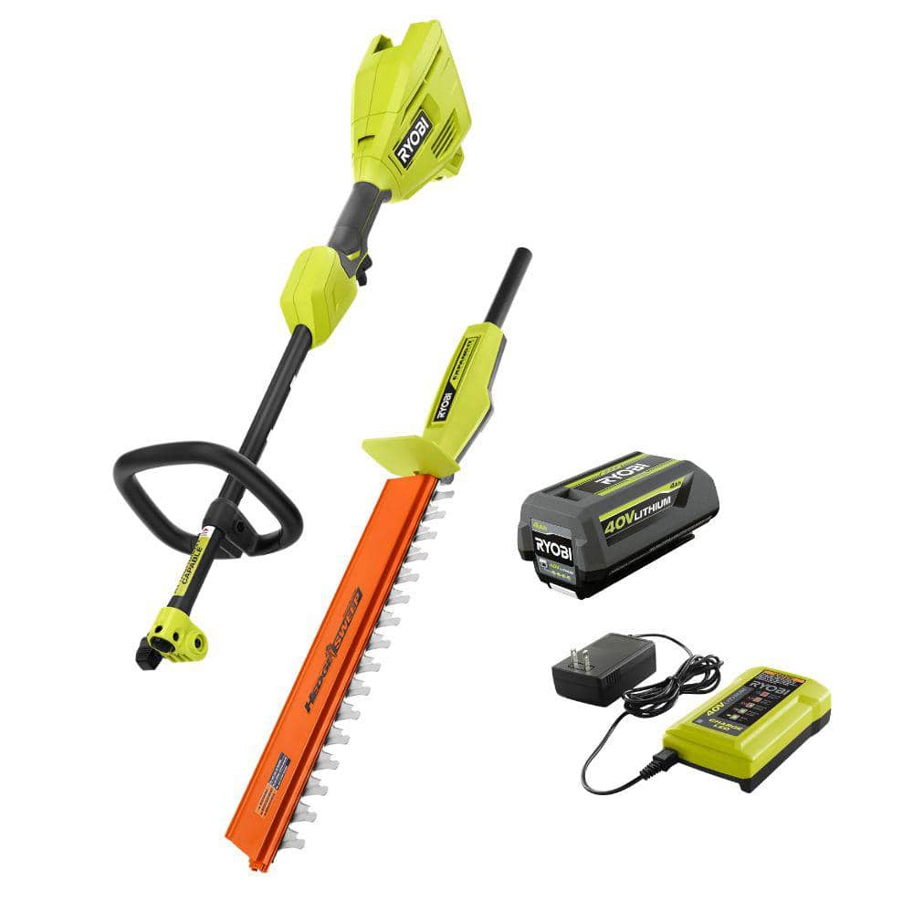40V Expand-It Cordless Battery Attachment Capable Powerhead Kit & Hedge Trimmer with 4.0 Ah Battery and Charger - Hercitys