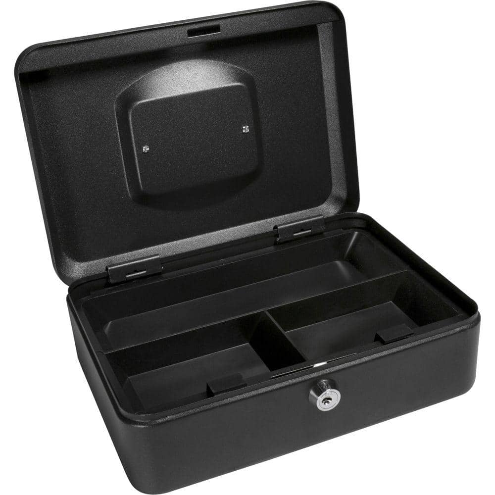 0.05 cu. ft. Steel Cash Box Safe with Key Lock, Black - Hercitys